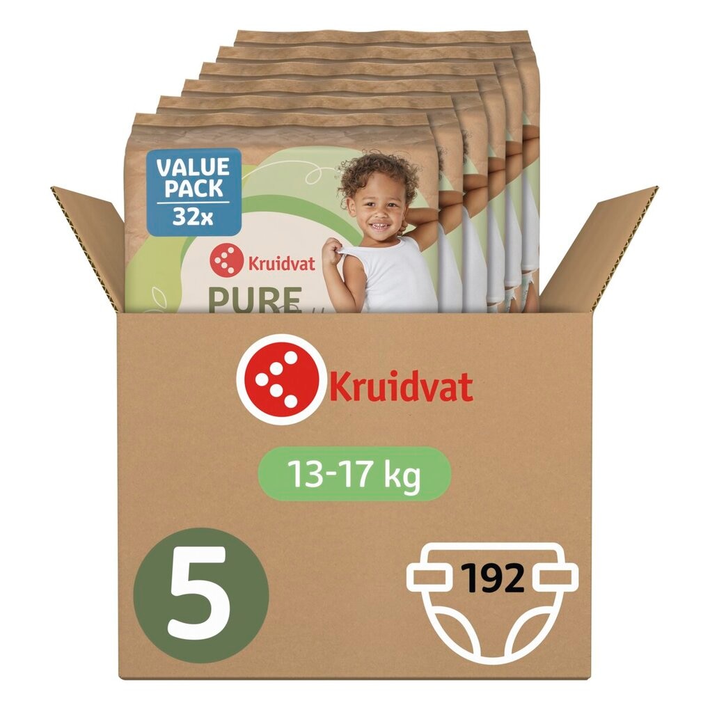 Kruidvat Pure & Soft Maat 5 Luiers Volumedoos Kruidvat Pure & Soft Maat 5 Luiers Volumedoos