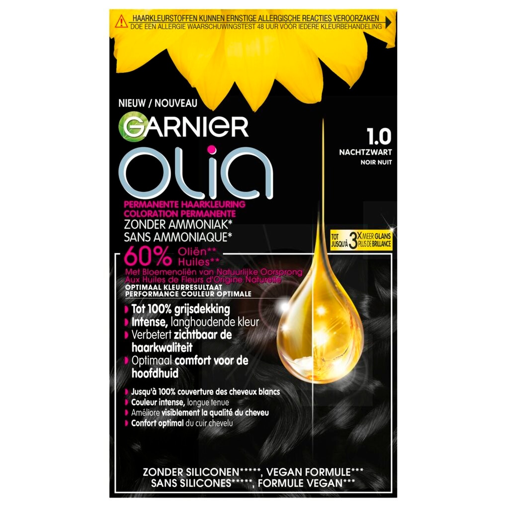 Garnier Olia 1.0 Zwart Permanente Haarkleuring Garnier Olia 1.0 Zwart Permanente Haarkleuring