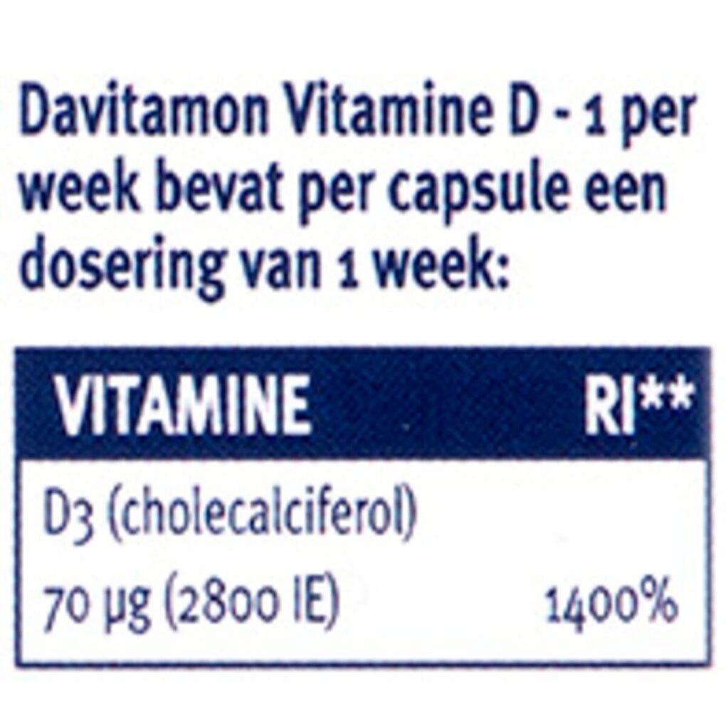 Davitamon Vitamine D3 1 Per Week Capsules