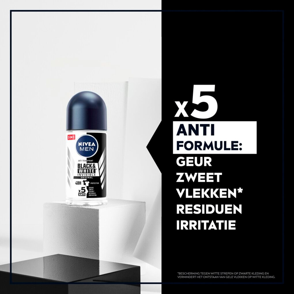 NIVEA Men Black & White Invisible Original Antitranspirant Roller