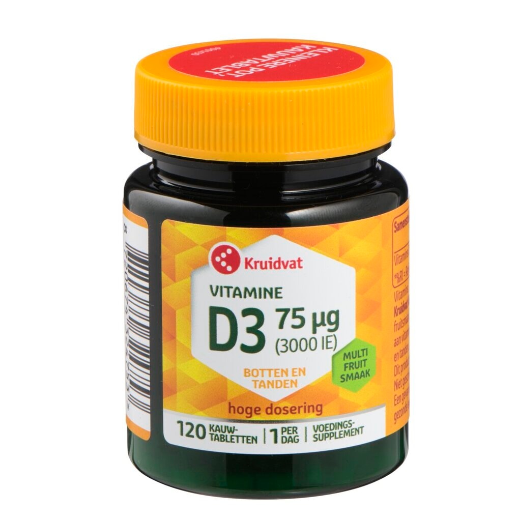 Kruidvat Vitamine D3 75ug Kauwtabletten