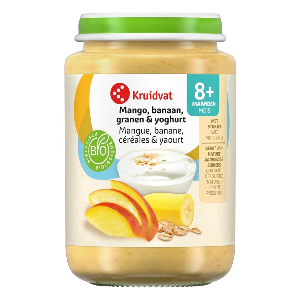 Kruidvat 8+M Bio Mango, Banaan, Granen & Yoghurt Fruithapje