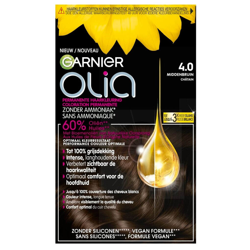 Garnier Olia 4.0 Middenbruin Permanente Haarkleuring Garnier Olia 4.0 Middenbruin Permanente Haarkleuring