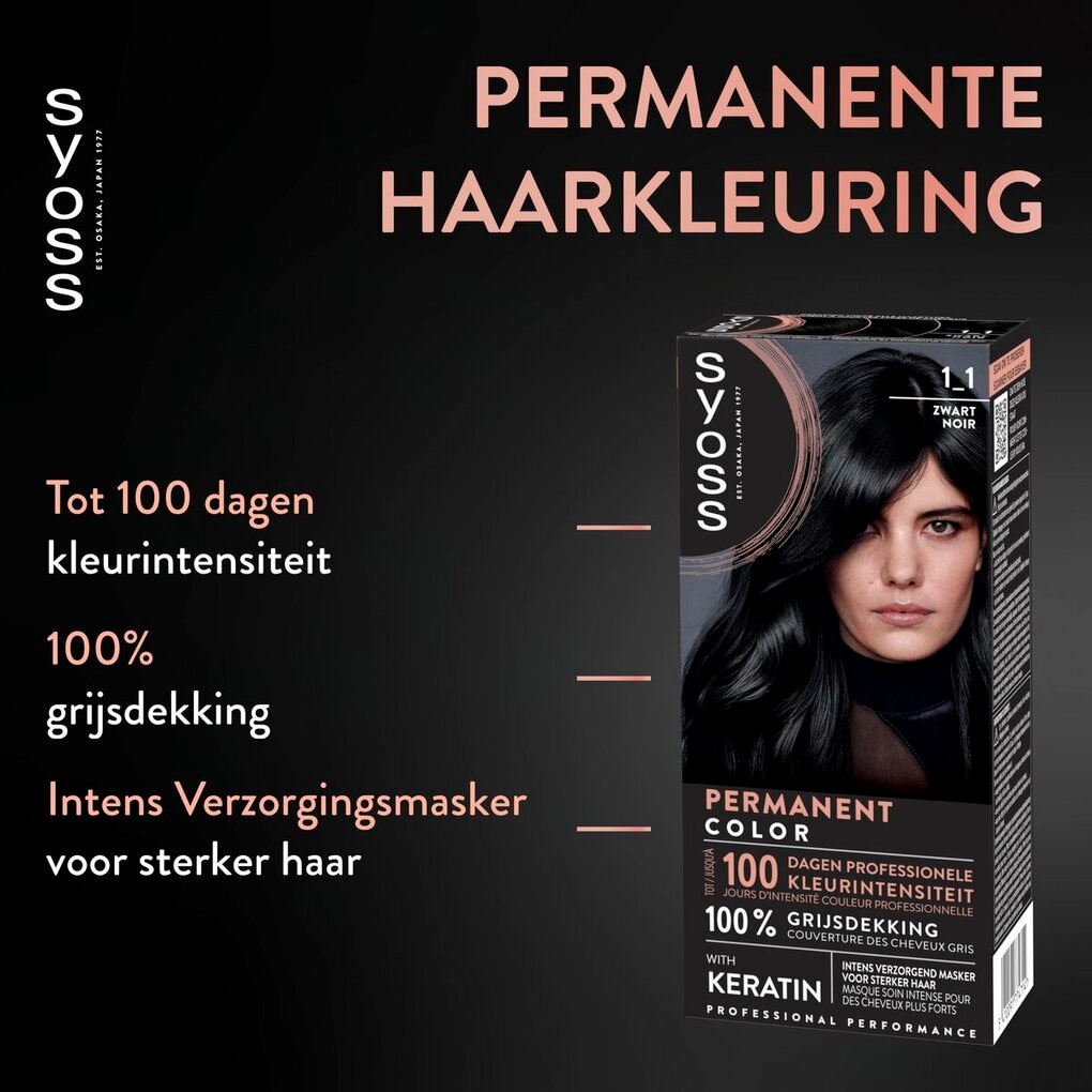 Syoss 1-1 Zwart Permanente Haarkleuring
