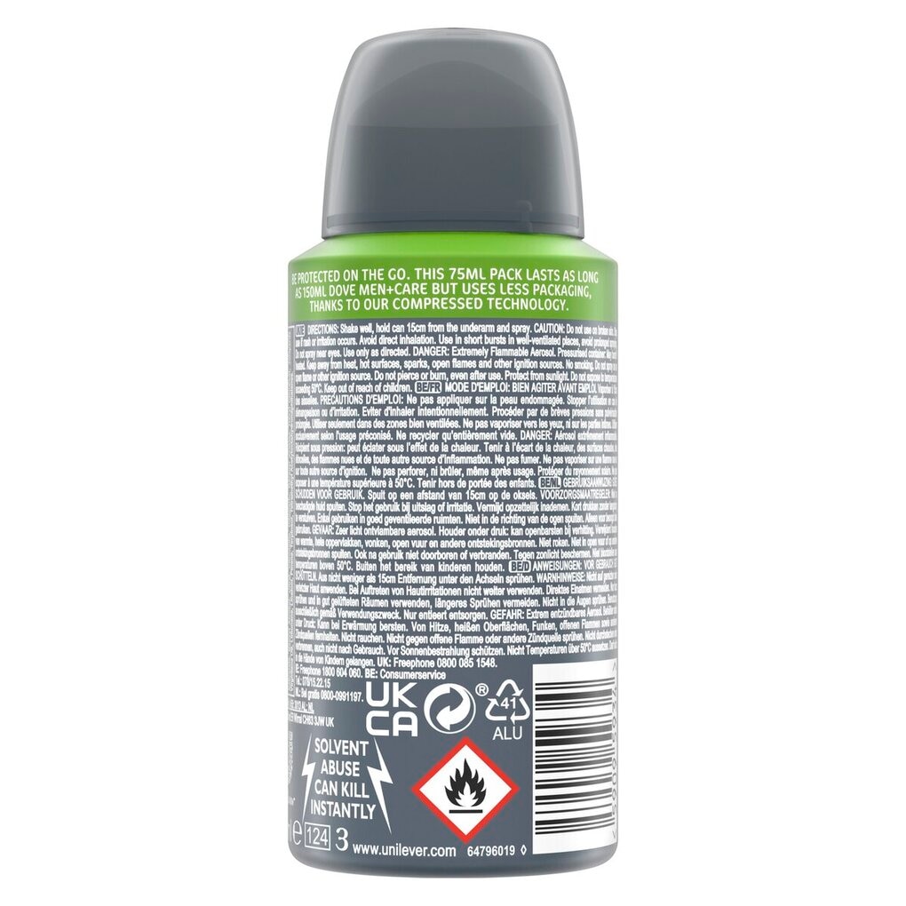 Dove Men+Care Advanced Clean Comfort Compressed Antitranspirant Deodorant Spray