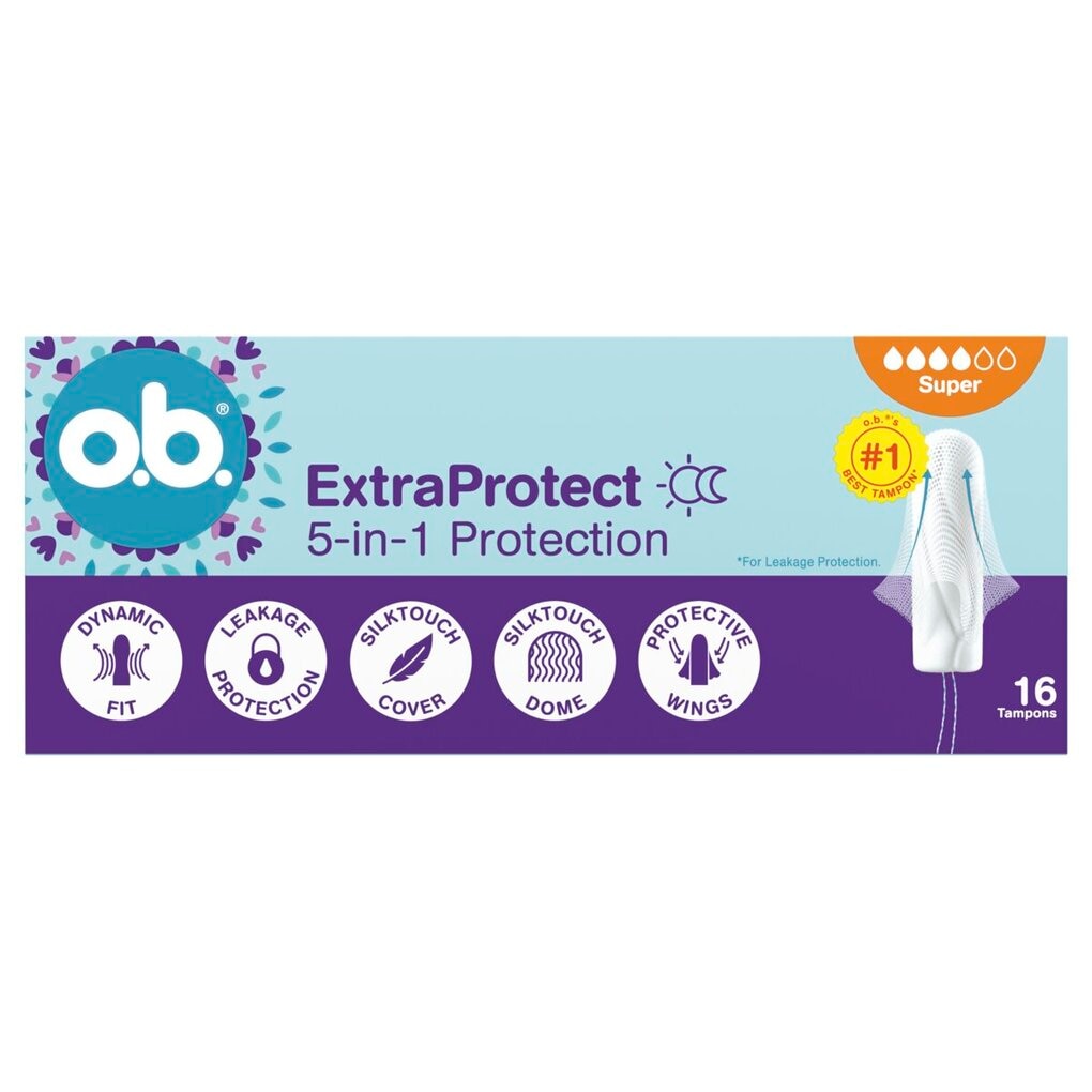 o.b. ExtraProtect 5-in-1 Protection Super Tampons