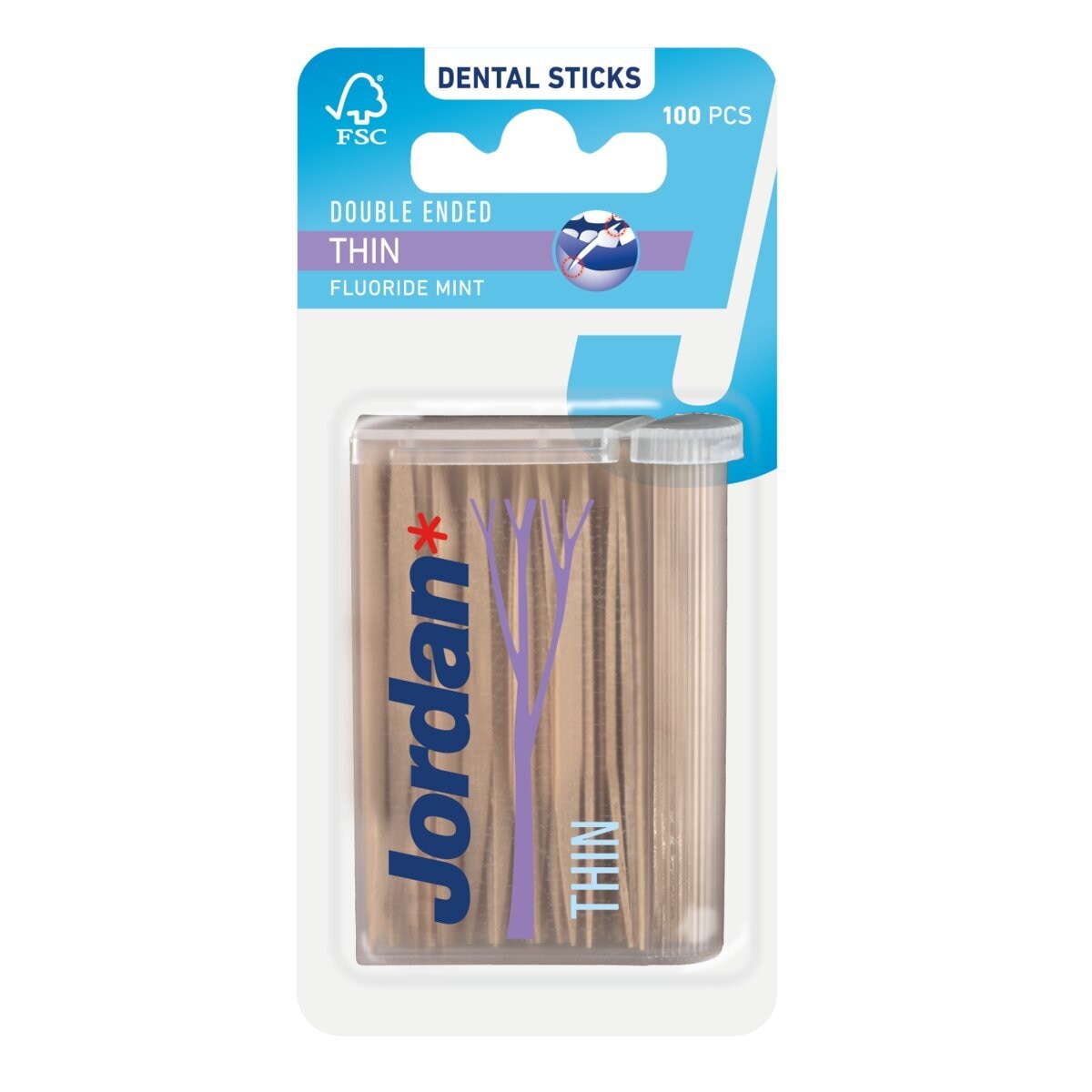 Afbeelding van Jordan Tandenstokers Double Ended Thin - 100 stuks