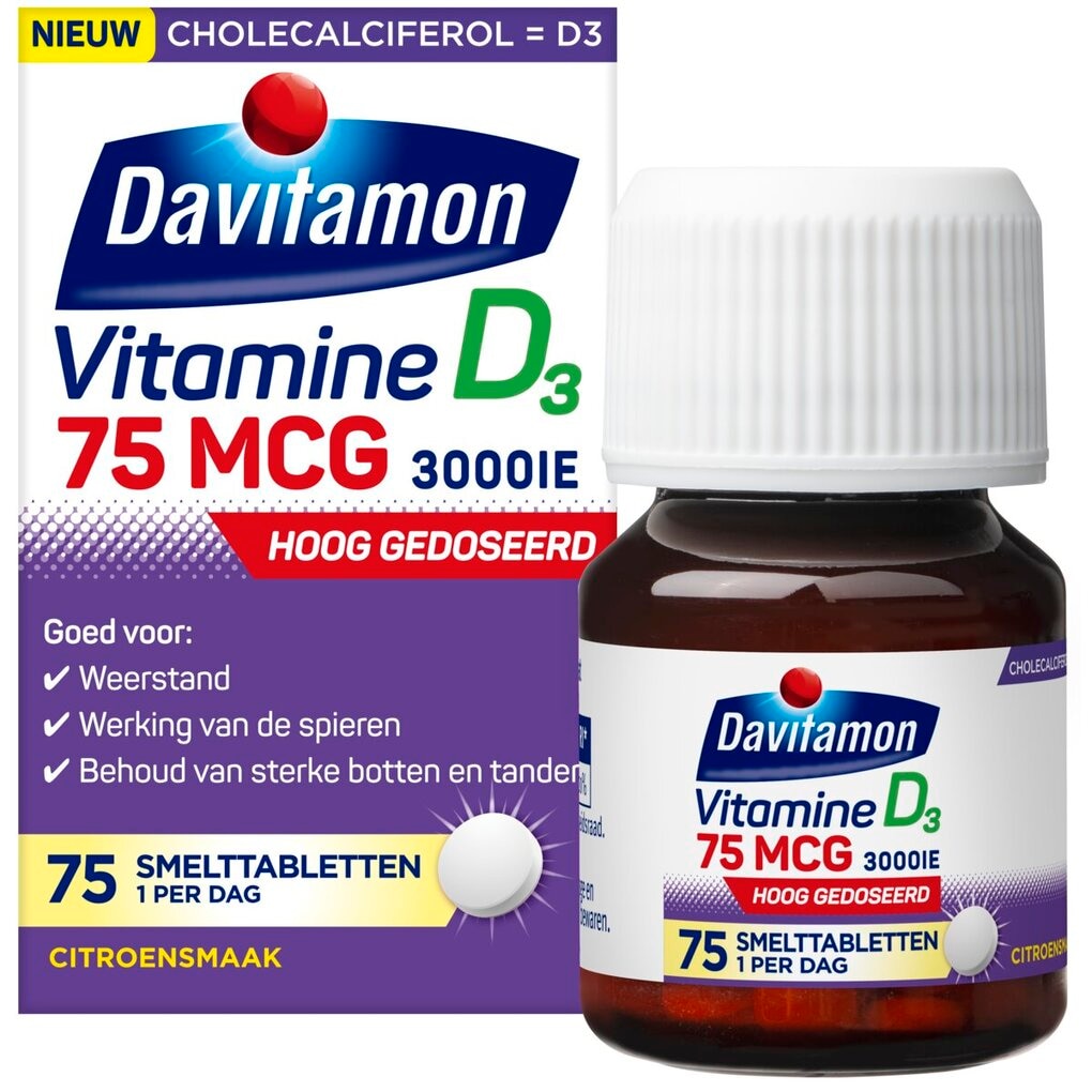 Davitamon Vitamine D3 75mcg Smelttabletten