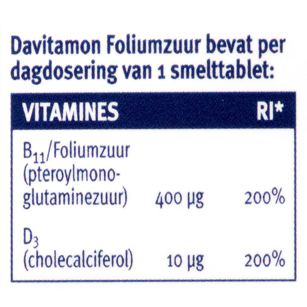 Davitamon Foliumzuur Extra Vitamine D3 Smelttabletten