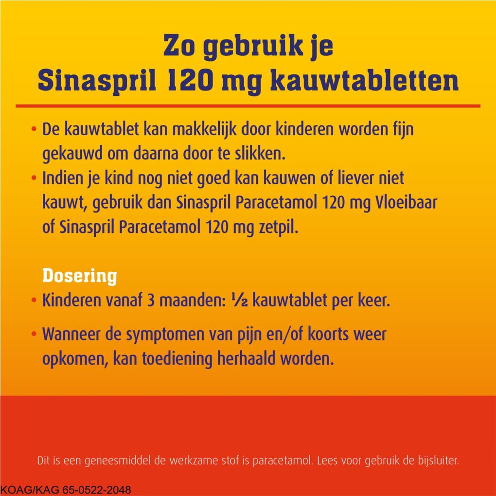 Sinaspril Paracetamol 120mg Kauwtabletten