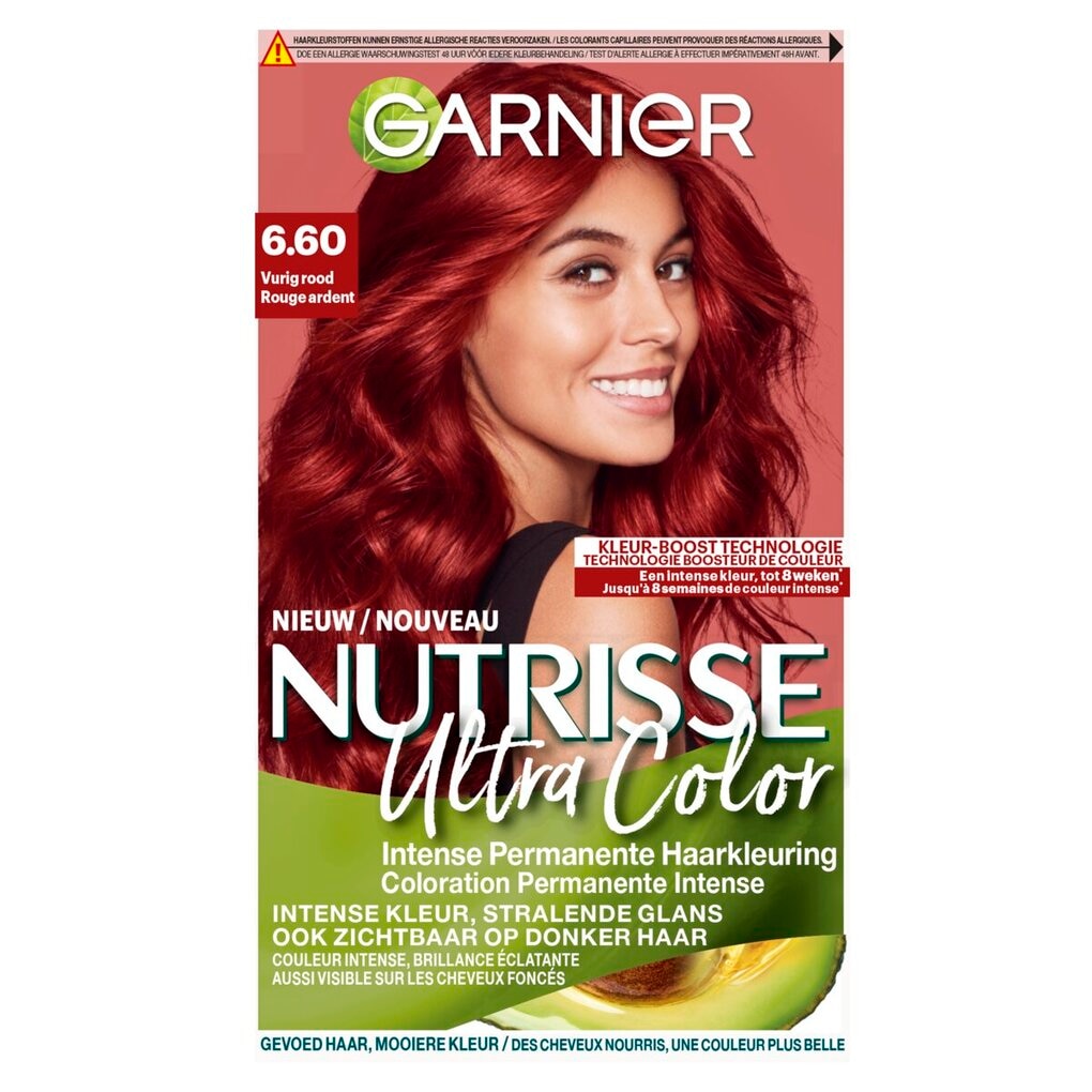 Garnier Nutrisse Ultra Color 6.60 Vurig Rood Permanente Haarkleuring