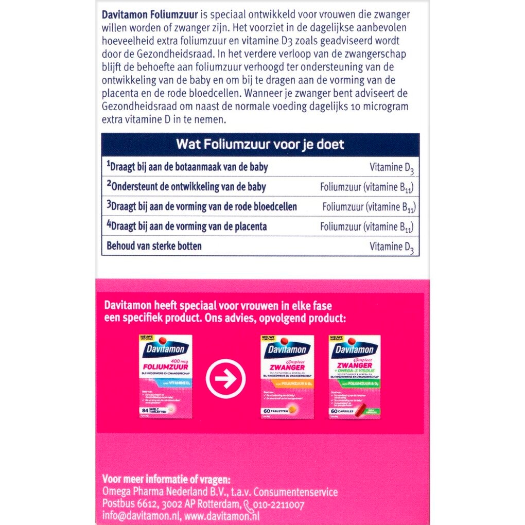 Davitamon Foliumzuur Extra Vitamine D3 Smelttabletten
