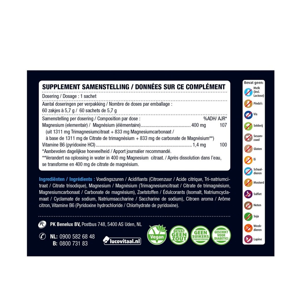 Lucovitaal Magnesiumcitraat 400mg Forte Sachets
