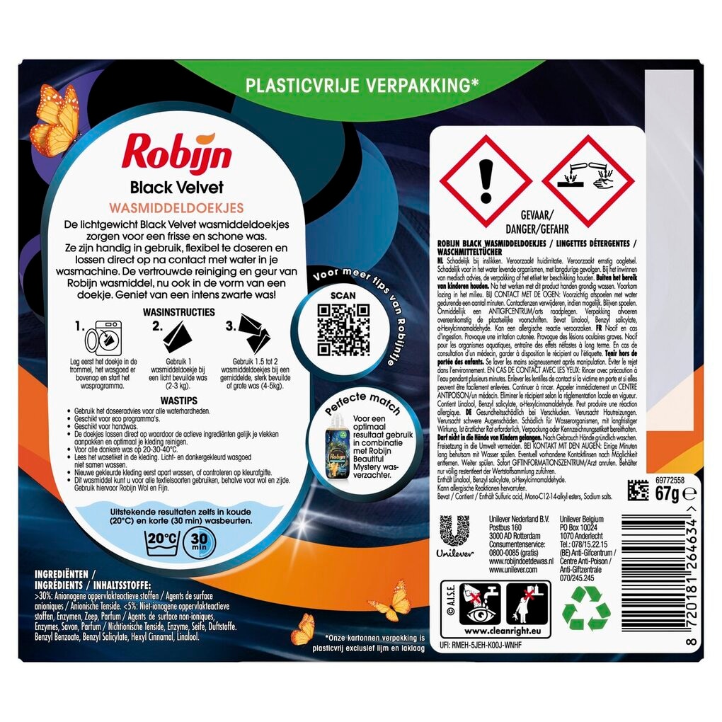 Robijn Classics Black Velvet Wasmiddeldoekjes