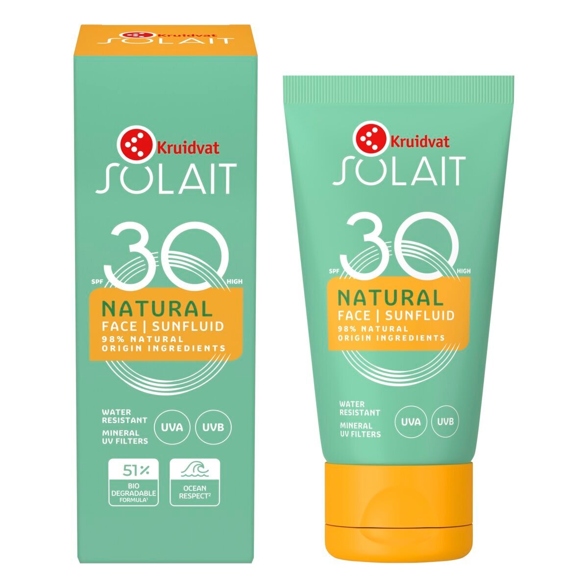 Afbeelding van Kruidvat Solait Natural Face SPF 30 Zonnebrand - 50ml