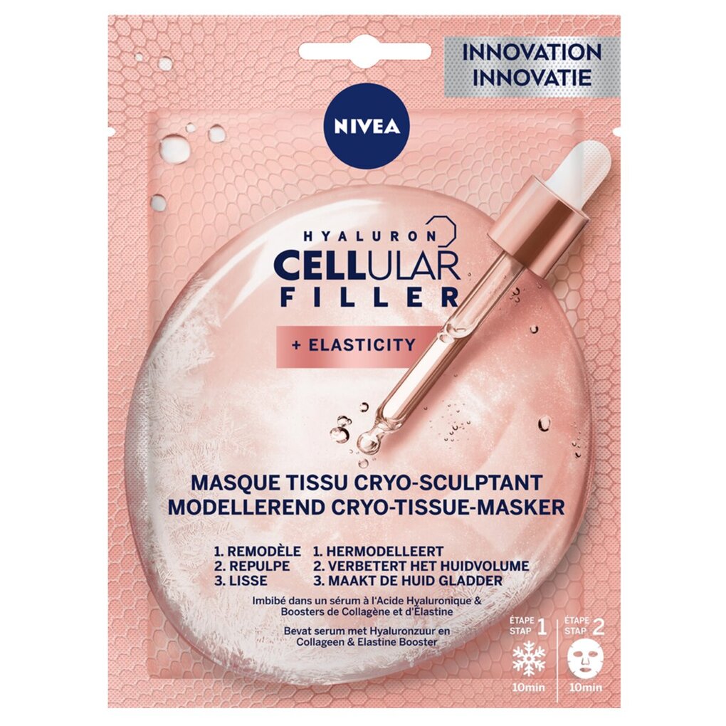 NIVEA Cellular Filler Hyaluron + Elasticity Modellerend Cryo-Tissuemasker
