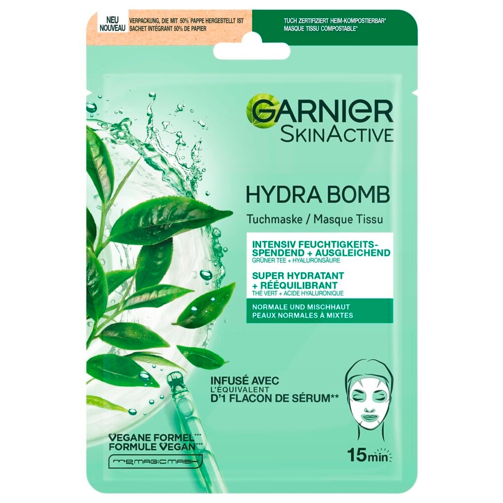 Garnier SkinActive Hydra Bomb Groene Thee Tissuemasker