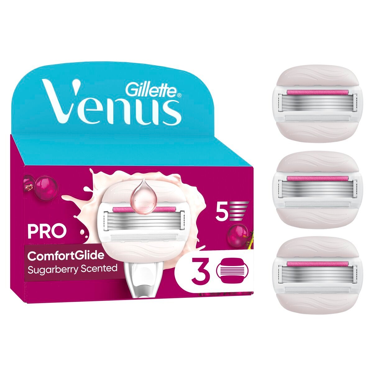 Afbeelding van Gillette Venus Pro ComfortGlide Met Sugarberry Geur Scheermesjes - 3 mesjes
