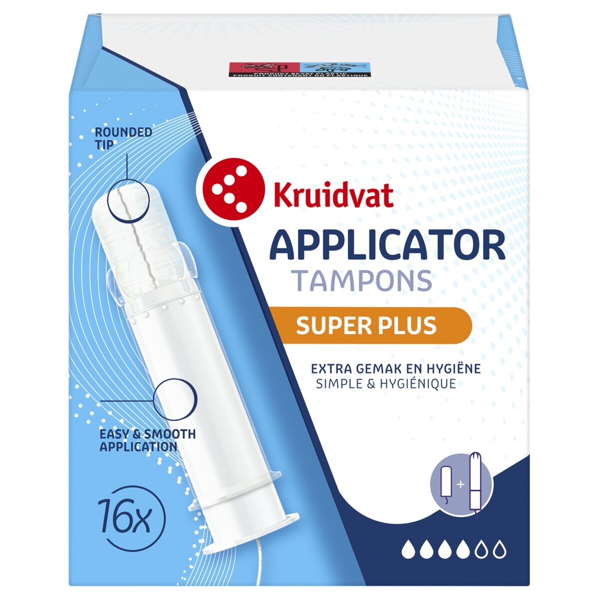 Afbeelding van Kruidvat Tampons met Applicator - 16 stuks
