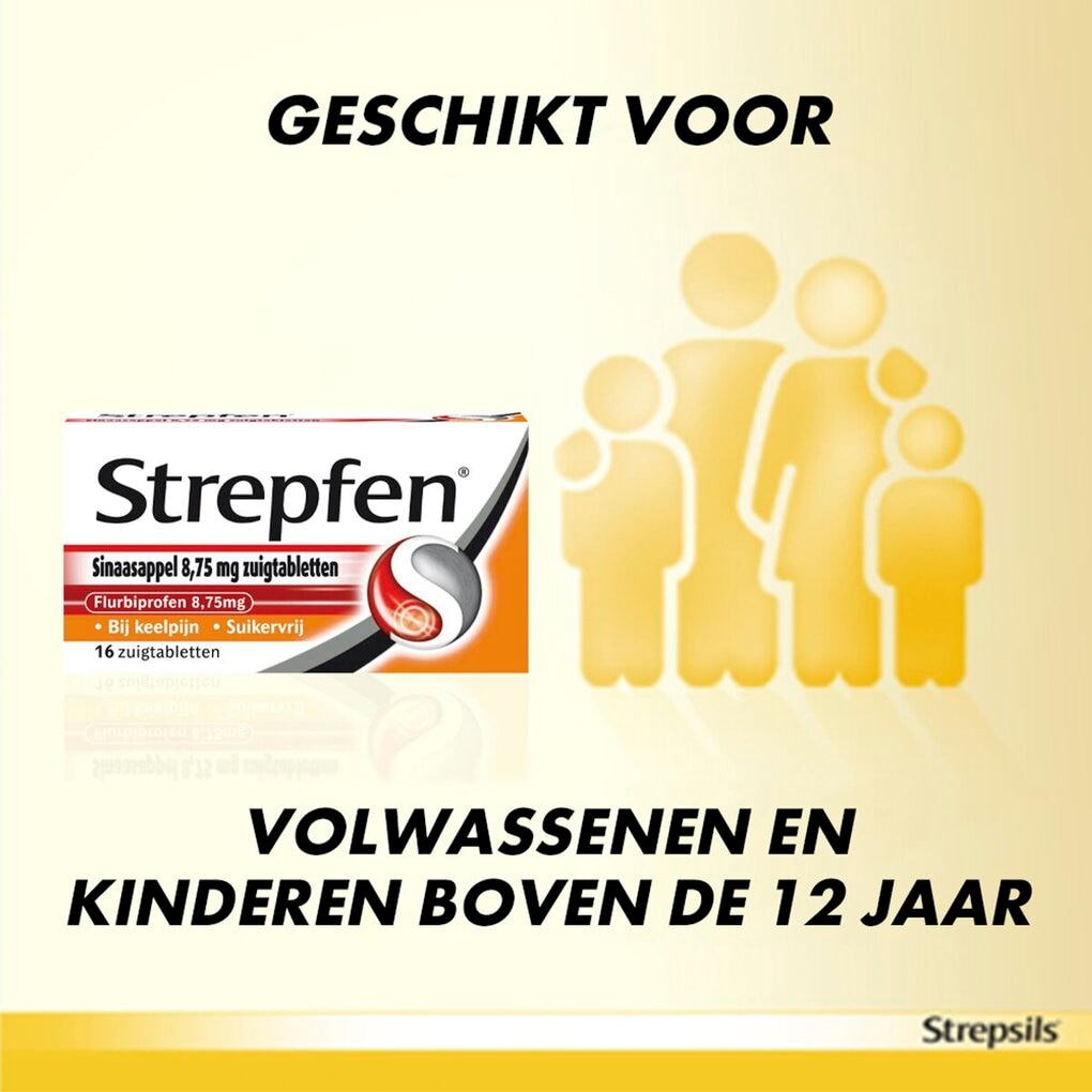 Strepfen Sinaasappel Suikervrij 8,75 mg Zuigtabletten