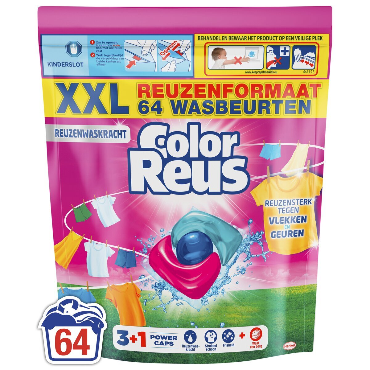 Afbeelding van Color Reus 3+1 Power Caps Wascapsules - 64 wasbeurten