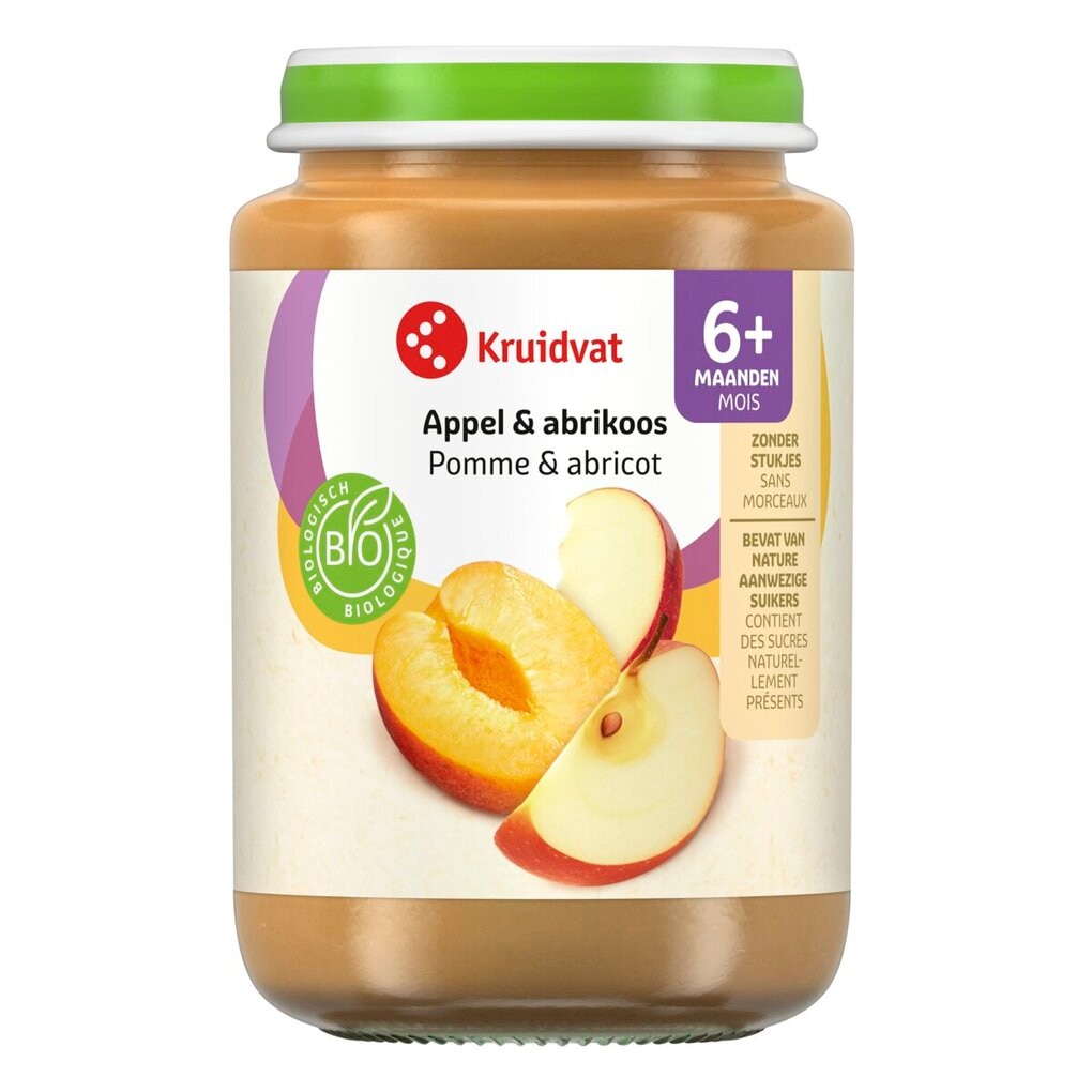 Kruidvat 6+M Bio Appel & Abrikoos Fruithapje