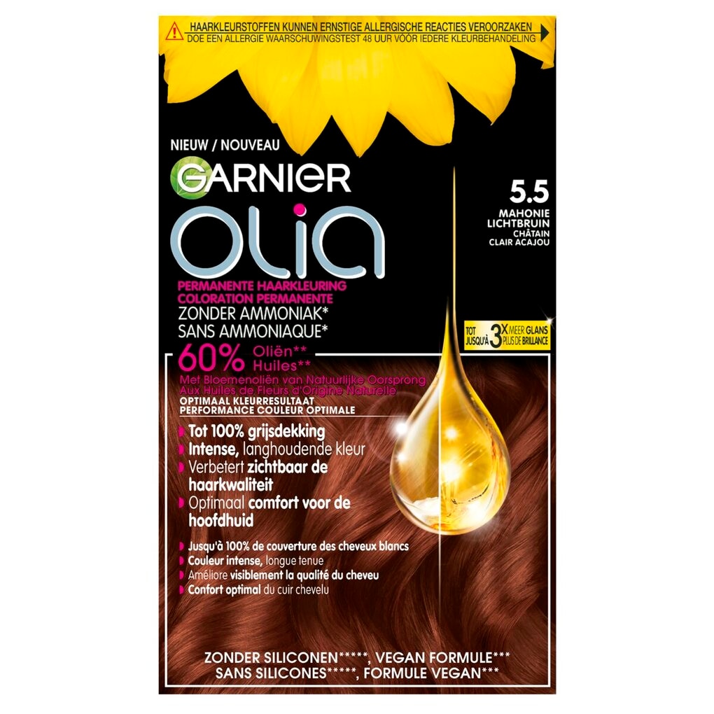 Garnier Olia 5.5 Mahonie Lichtbruin Permanente Haarkleuring Garnier Olia 5.5 Mahonie Lichtbruin Permanente Haarkleuring