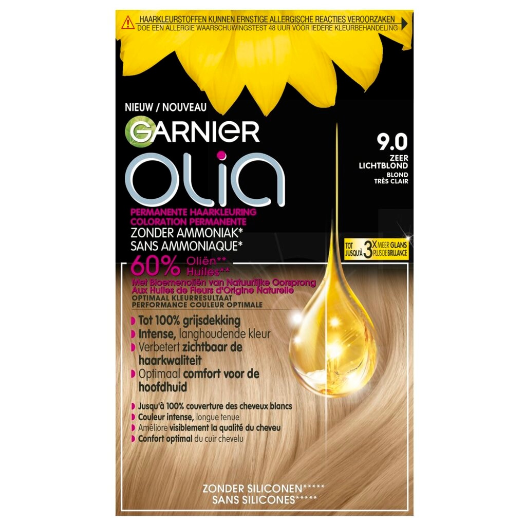 Garnier Olia 9.0 Zeer Lichtblond Permanente Haarkleuring Garnier Olia 9.0 Zeer Lichtblond Permanente Haarkleuring