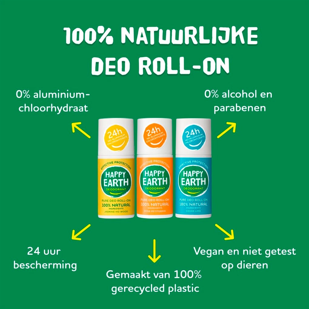 Happy Earth 100% Natural Cedar Lime Deodorant Roller
