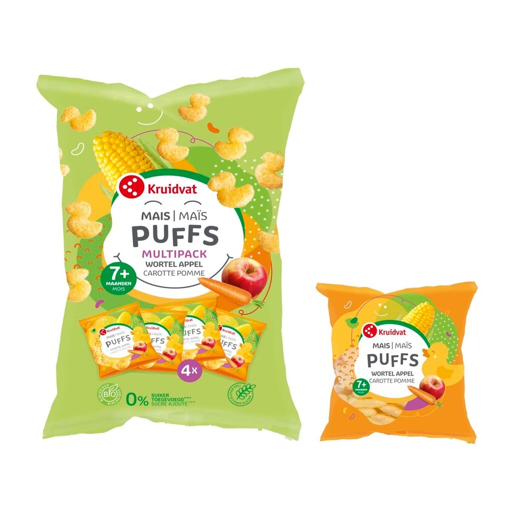 Kruidvat 6+M Bio Appel en Wortel Maïspuffs