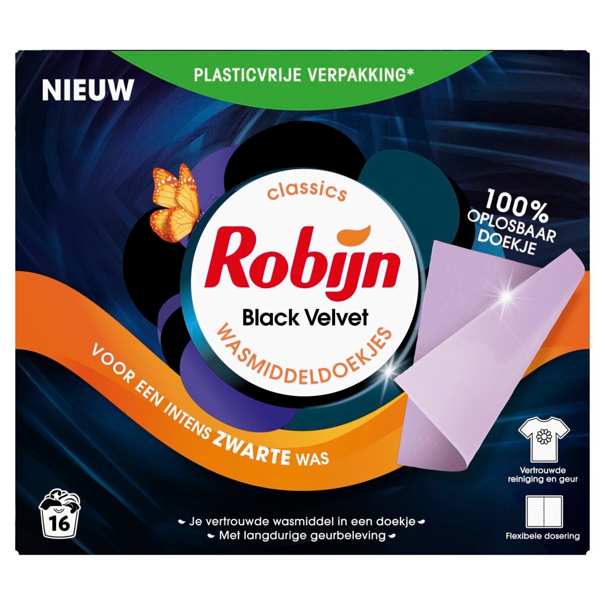 Afbeelding van Robijn Wasmiddeldoekjes Black Velvet - 16 stuks