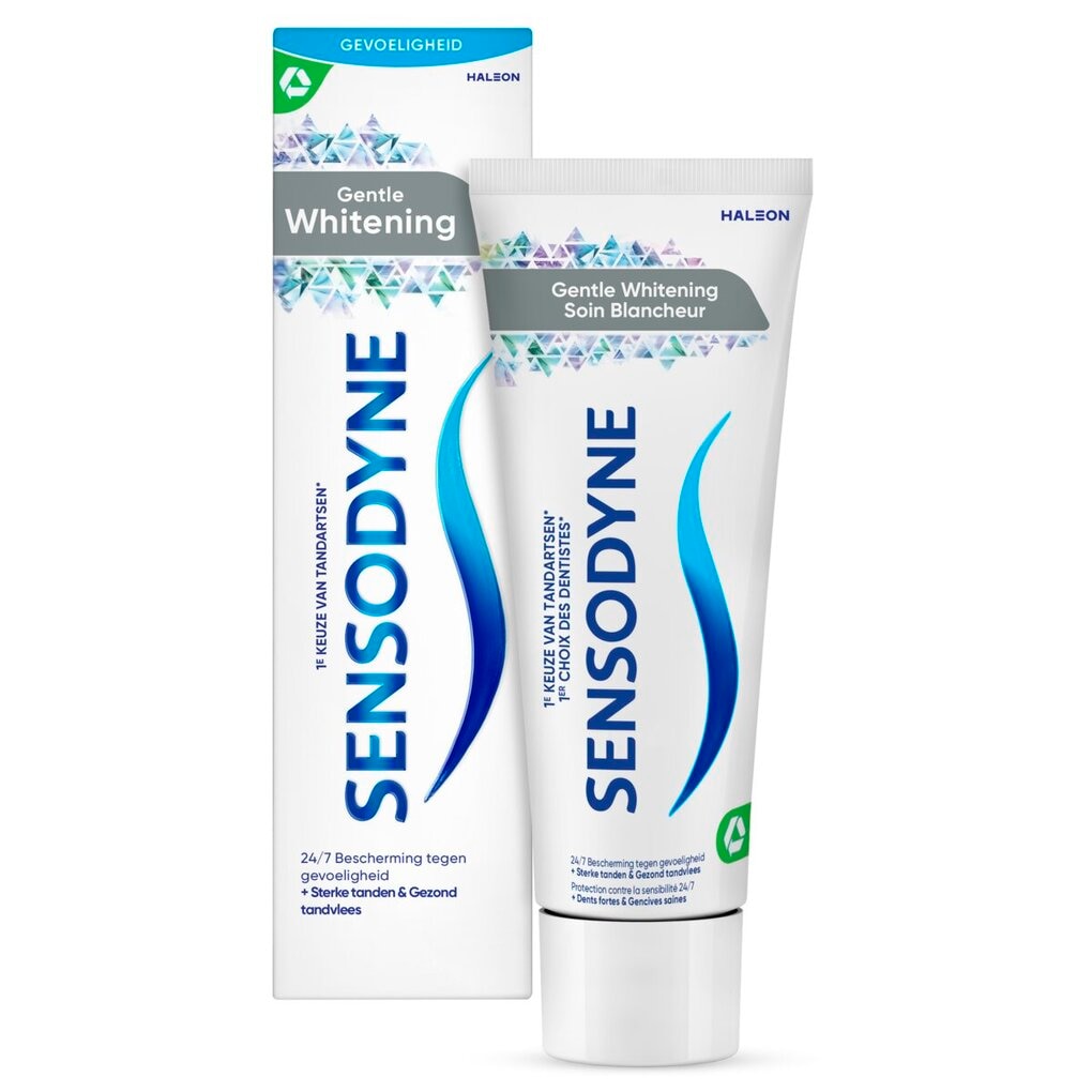 Sensodyne Gentle Whitening Tandpasta voor Gevoelige Tanden geeft klinisch bewezen verlichting en dagelijkse bescherming bij gevoelige tanden. Twee keer per dag poetsen zorgt voor een 24/7 bescherming bij gevoelige tanden.
