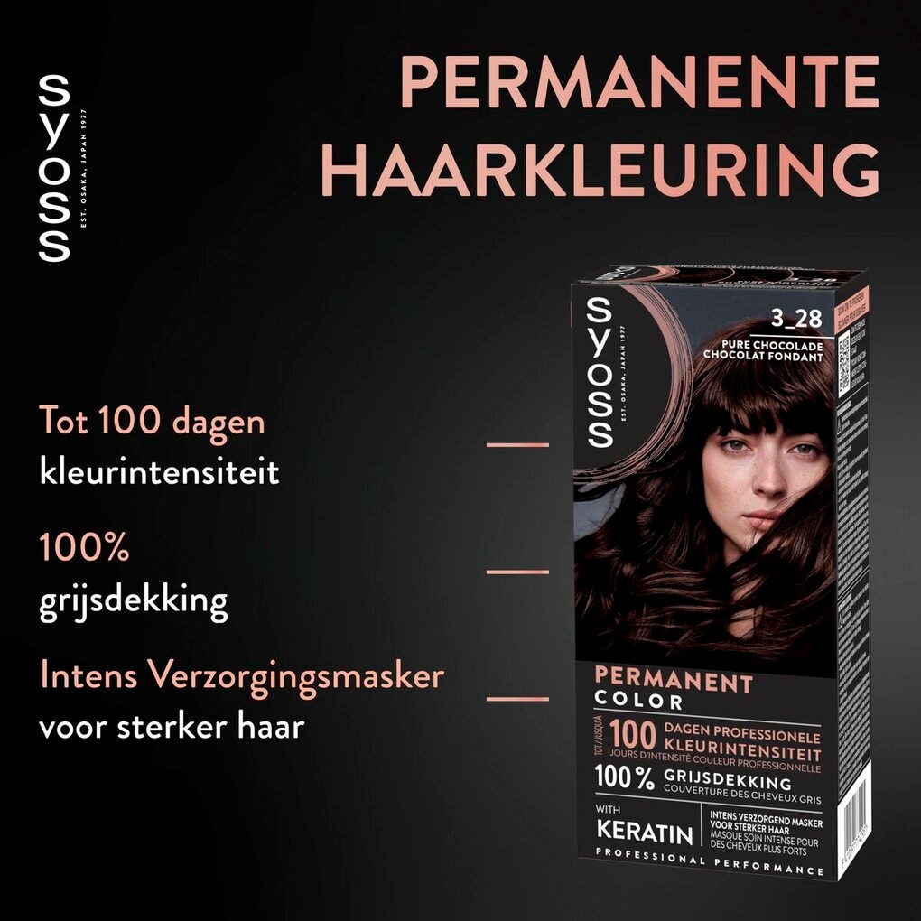 Syoss 3-28 Pure Chocolade Permanente Haarkleuring