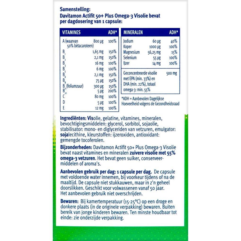 Davitamon Actifit 50+ Omega-3 Visolie Multivitamine & Mineralen Capsules