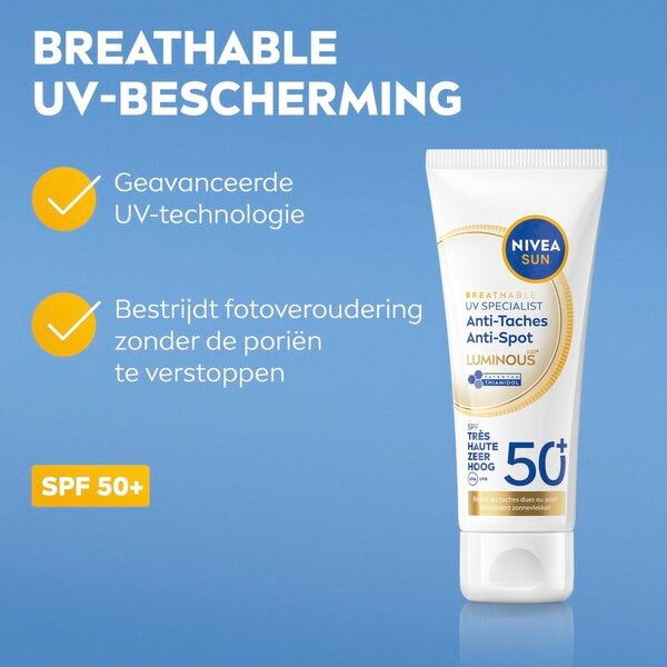 NIVEA Sun Breathable Uv Specialist Luminous630 Anti-Spot SPF50+ Zonnefluïde