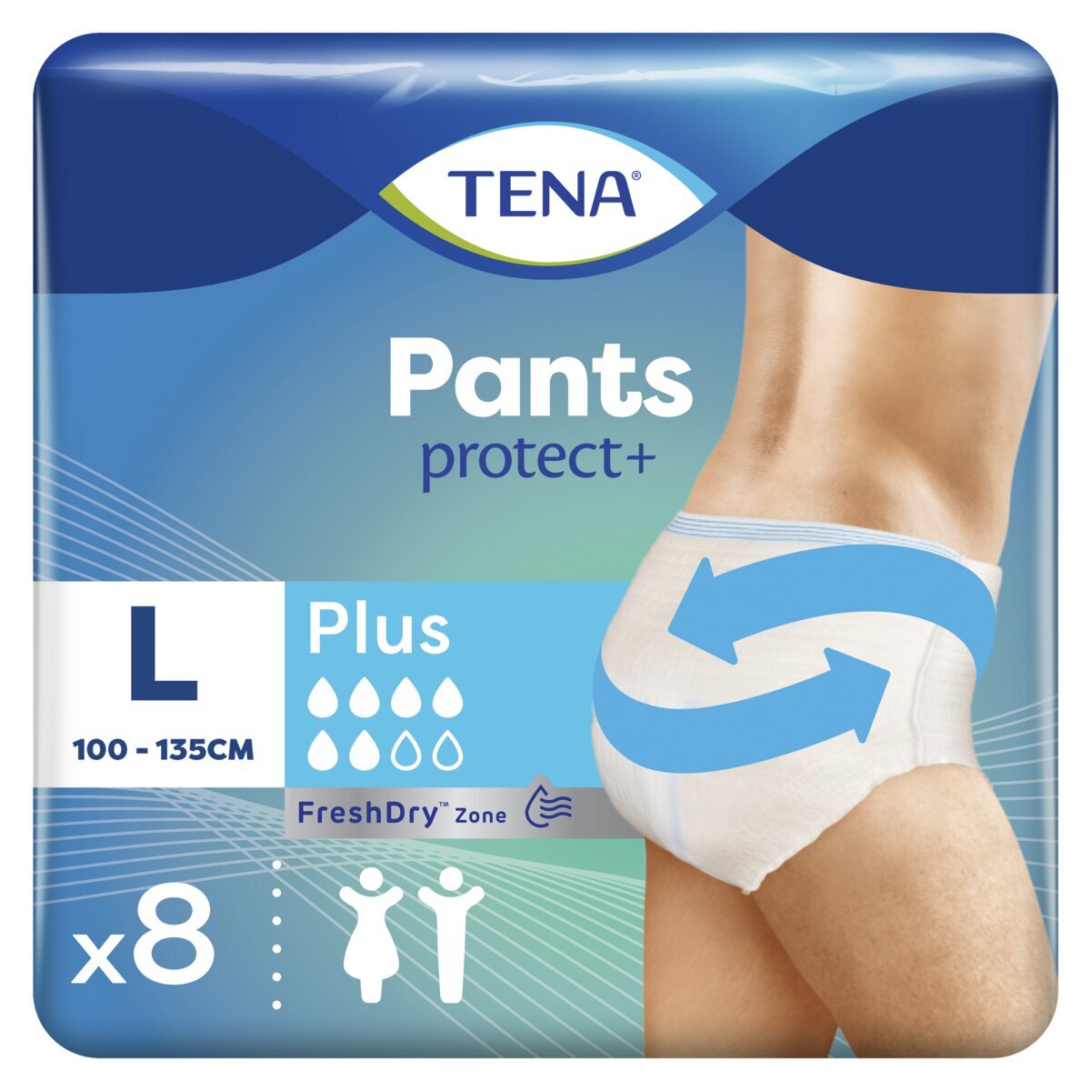 Afbeelding van TENA Silhouette Plus High Waist Incontinentiebroekjes - crème, mt L, 8 stuks