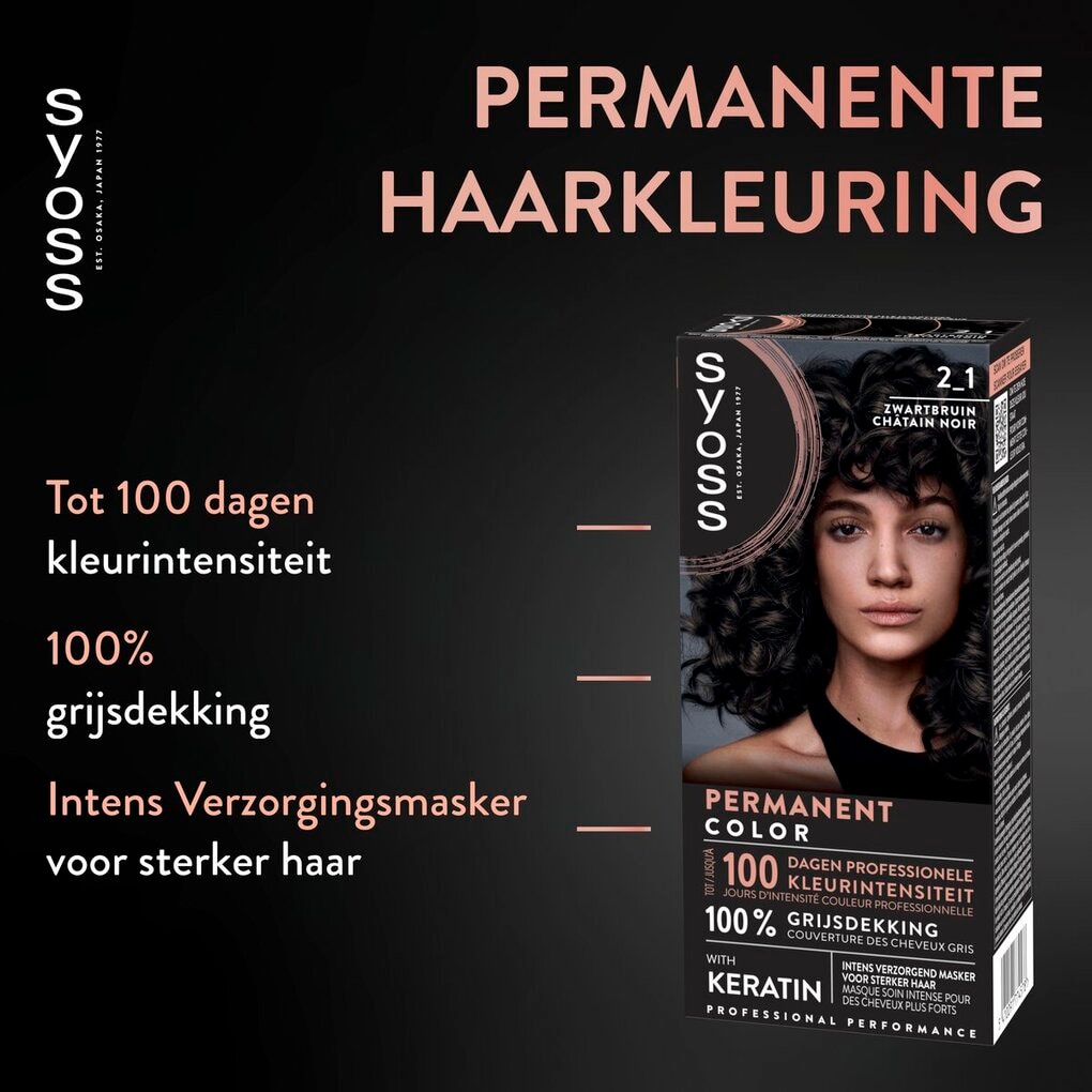Syoss Salonplex 2-1 Zwartbruin Permanente Haarkleuring