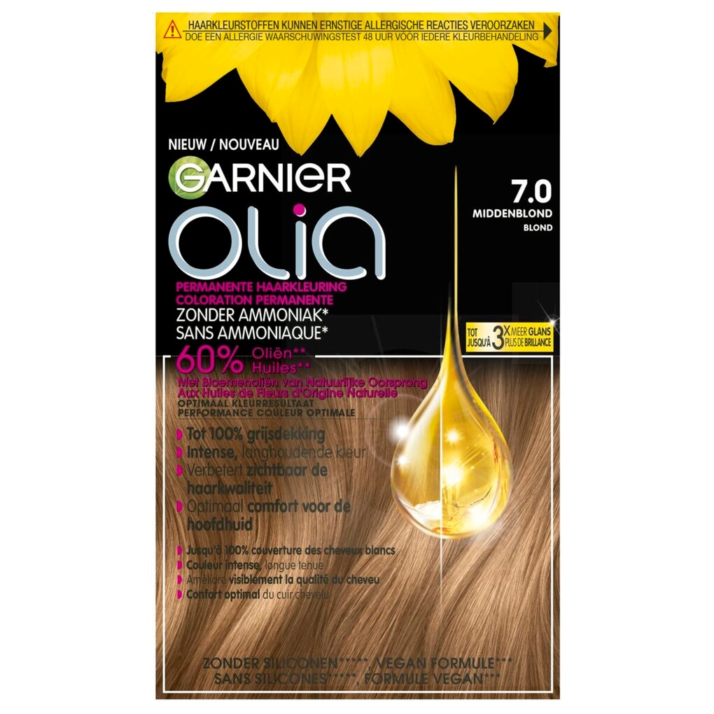 Garnier Olia 7.0 Middenblond Permanente Permanente Haarverf Garnier Olia 7.0 Middenblond Permanente Permanente Haarverf
