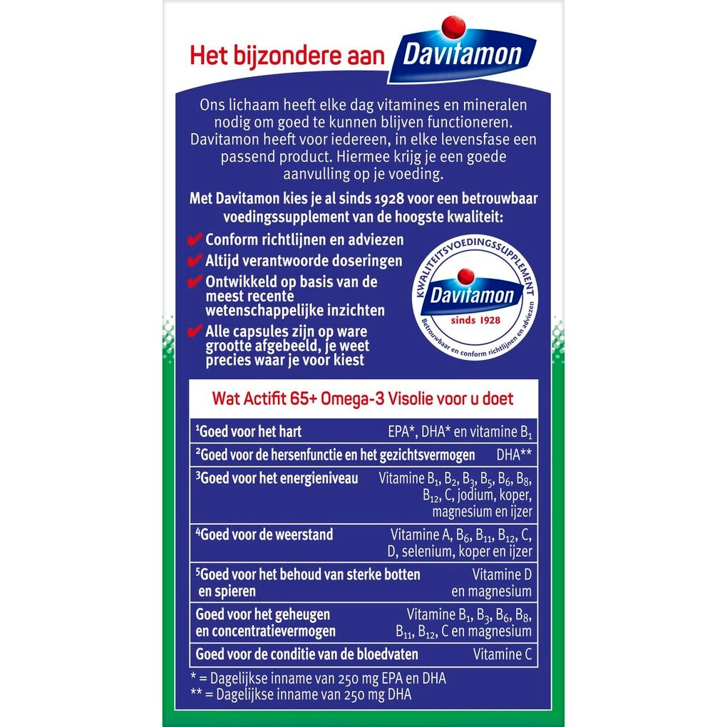 Davitamon Actifit 65+ Omega-3 Visolie Multivitamine & Mineralen Capsules