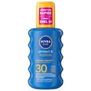 De formule van NIVEA Protect & Hydrate SPF30 Zonnespray beschermt direct tegen zonnebrand en vroegtijdige huidveroudering. De verzorgende formule beschermt de huidbarrière tegen uitdroging en is waterresistent.