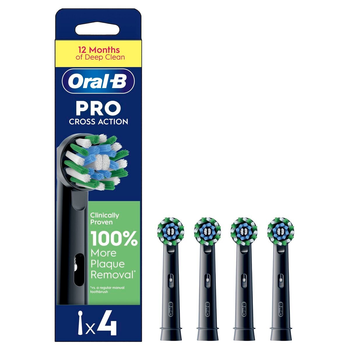 Afbeelding van Oral-B Cross Action Opzetborstels - zwart, 4 stuks