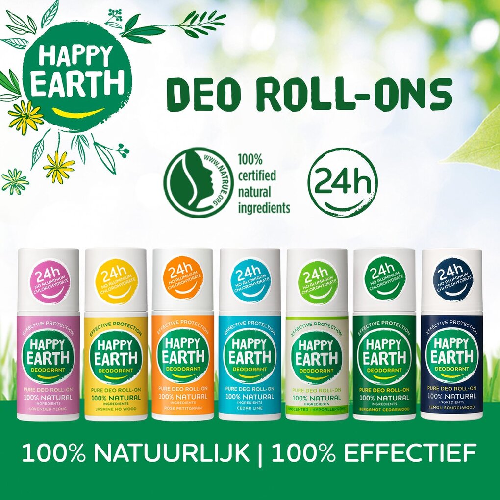 Happy Earth 100% Natural Jasmine Ho Wood Deodorant Roller