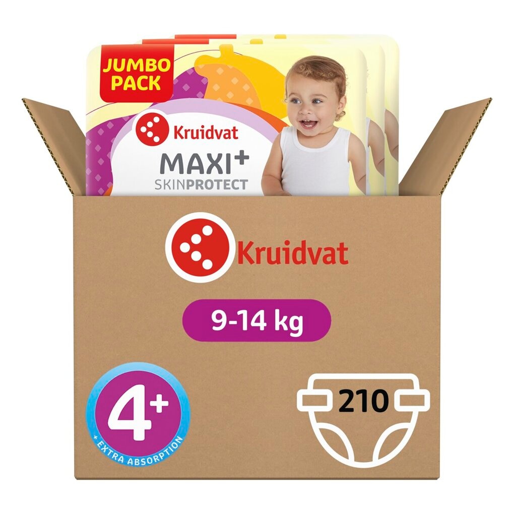 Kruidvat Maxi Plus Maat 4+ Luiers Volumedoos Kruidvat Maxi Plus Maat 4+ Luiers Volumedoos