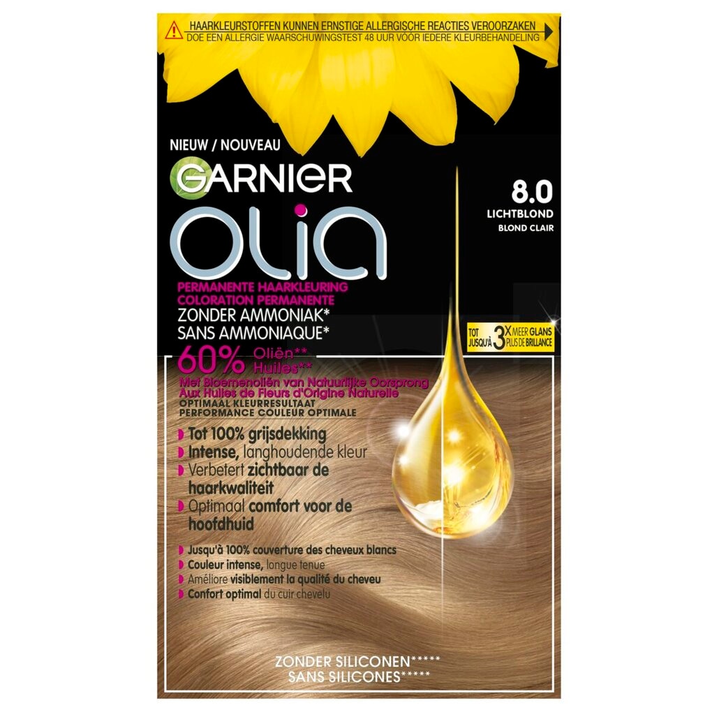 Garnier Olia 8.0 Lichtblond Permanente Haarkleuring Garnier Olia 8.0 Lichtblond Permanente Haarkleuring